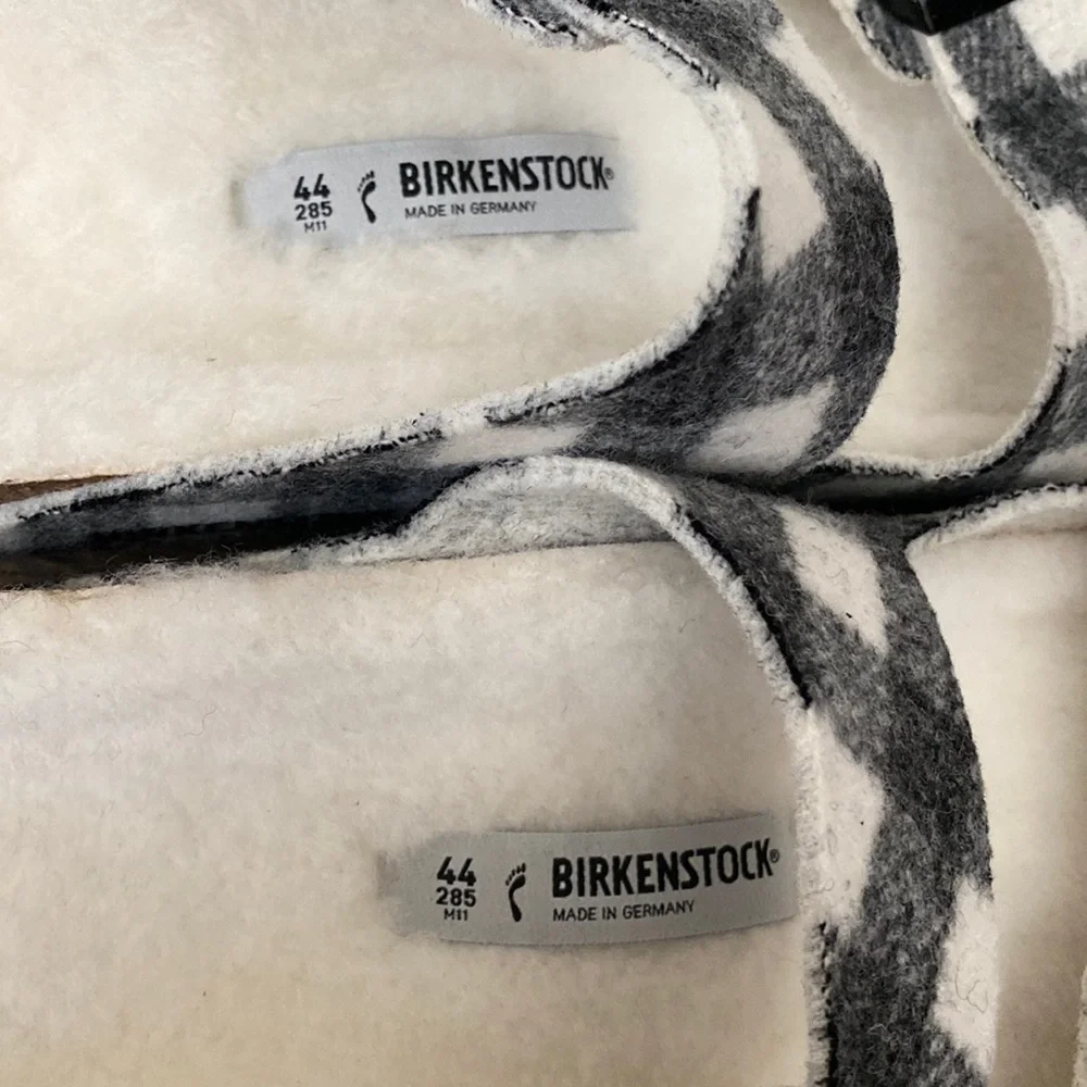 NEW Birkenstock Arizona Shearling Plaid Wool Slide Sandal Size 44 / 11